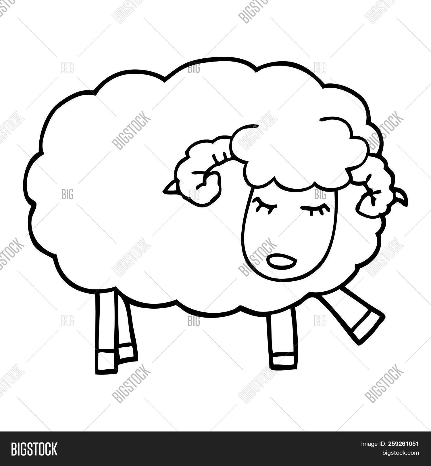1500x1620 Line Drawing Cartoon Cute Sheep Image