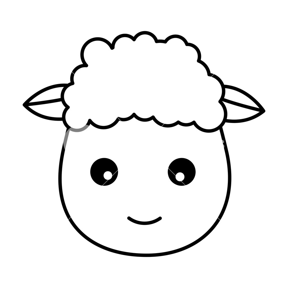 1000x1000 Sheep Face Animal On White Background Vector Illustration Royalty