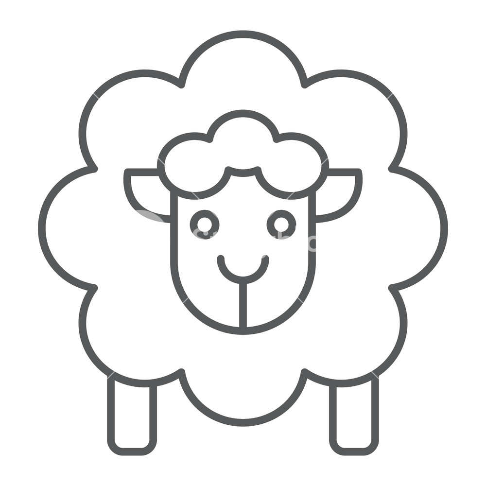 1000x1000 Sheep Thin Line Icon, Wool And Animal, Lamb Sign, Vector Graphics