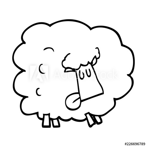 500x500 Line Drawing Cartoon Funny Sheep