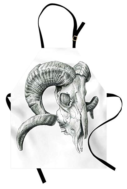 408x606 Lunarable Skull Apron, Scary Goat Animal Skull
