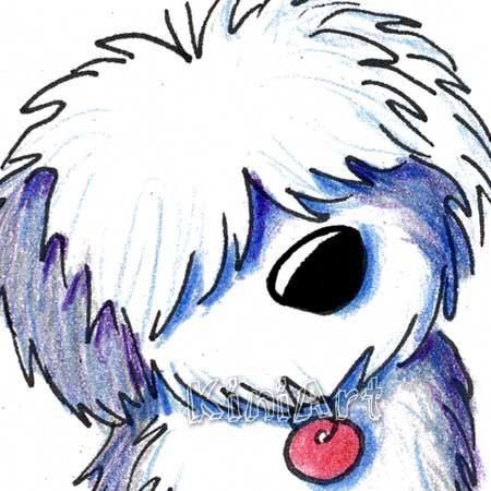 450x450 Original Art Old English Sheepdog Dog Breed Aceo Drawing