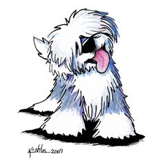 236x236 Old English Sheepdog Drawing
