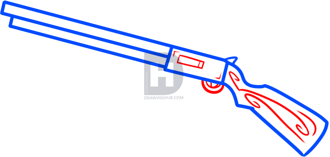 1080x513 How To Draw A Shotgun Easy, Step
