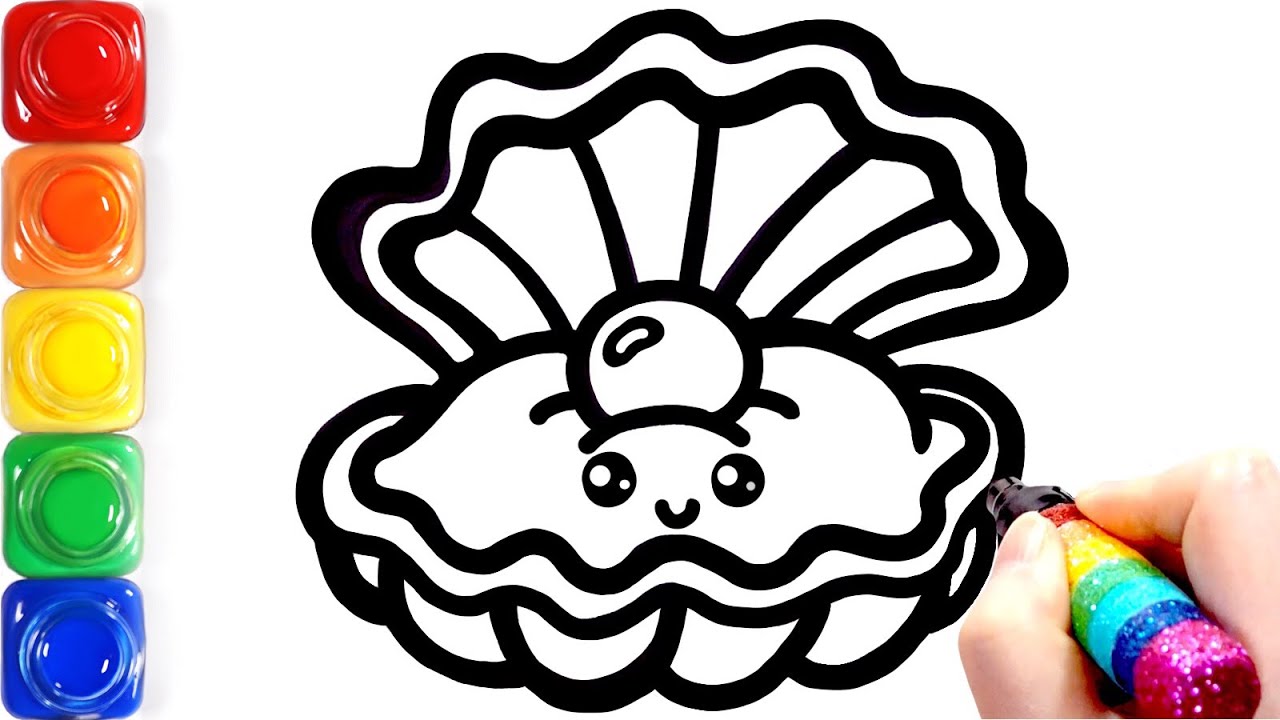1280x720 Coloring For Kids Drawing Scallop Shellfish For Toddlers To Learn