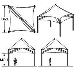 250x230 Framed Quad Hypar Shelter, Poligon Fabric Shade Structures