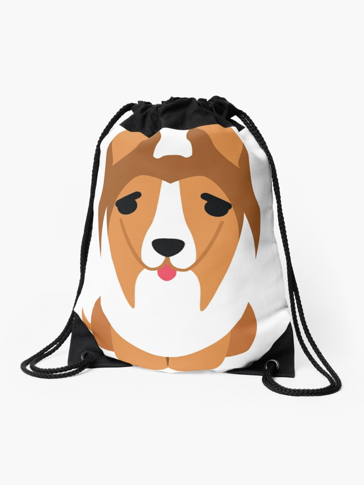 750x1000 sheltie dog emoji thirsty drawstring bag