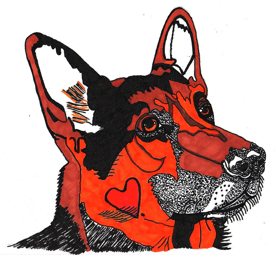 900x821 german shepard drawing