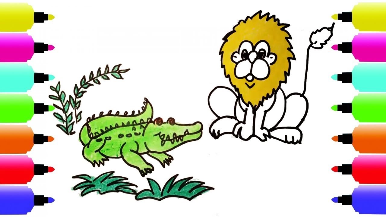 1280x720 Teach Drawing Animals To Kids, Draw Crocodile, Lion Coloring