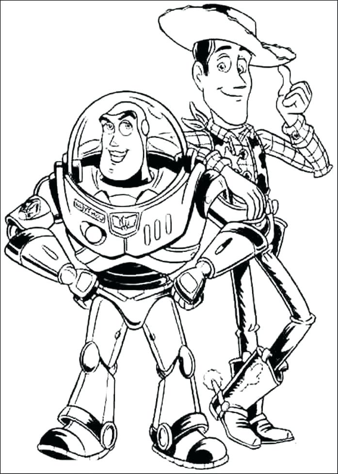 697x977 Amazing Buzz Coloring Pages With Woody Lightyear Printable