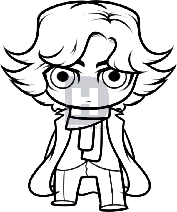 602x720 How To Draw Chibi Sherlock Holmes, Step
