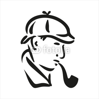 400x400 Vector Illustration Of Sherlock Holmes Black Color On White