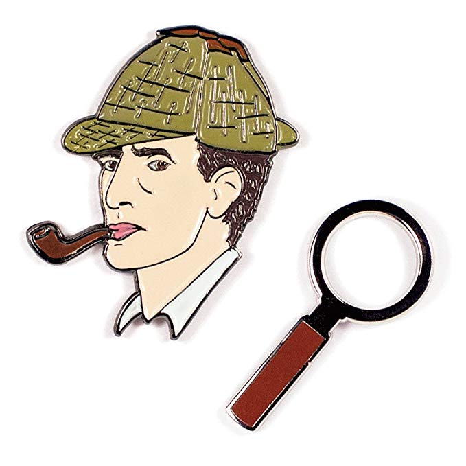 679x679 Sherlock Holmes Magnifying Glass Enamel Pin Set