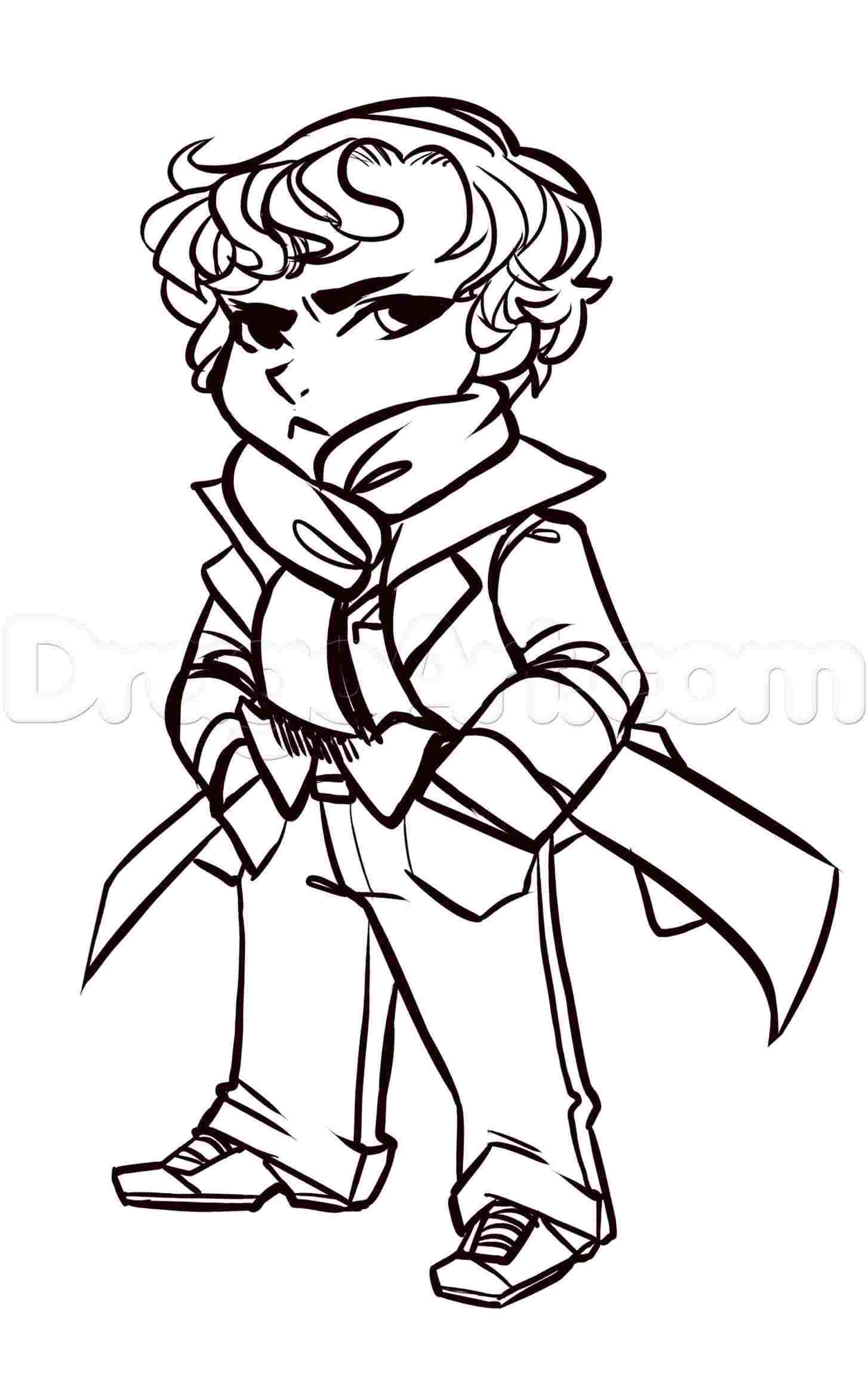 1454x2300 Step Sherlock Holmes Cartoon Drawing How To Draw Rhdragoartcom