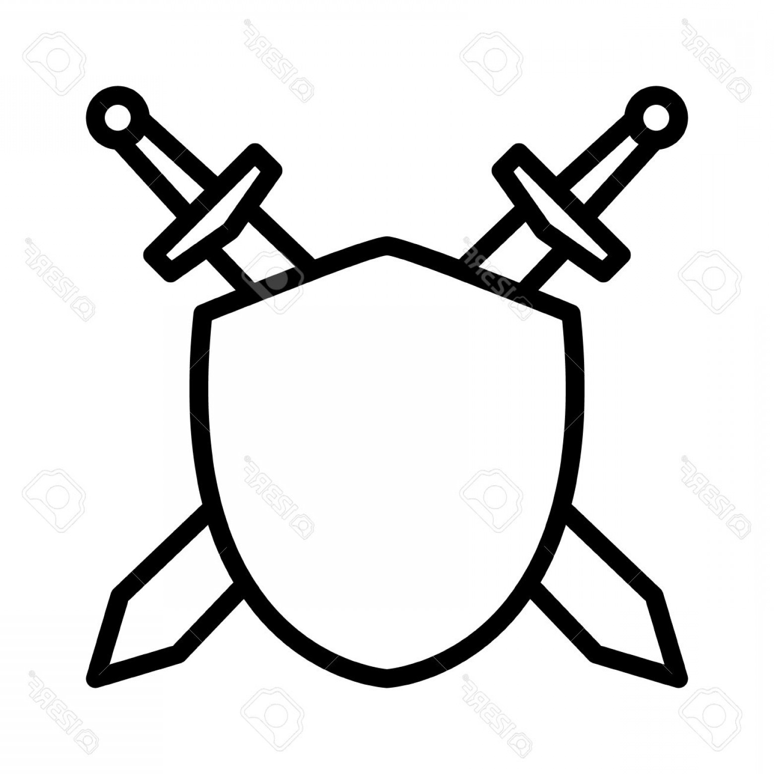 1560x1560 photostock vector swords blades crossed sheath in shield line art