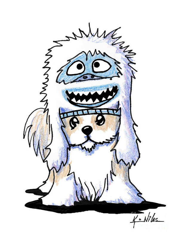 600x800 Shih Tzu In Yeti Hat Art Print