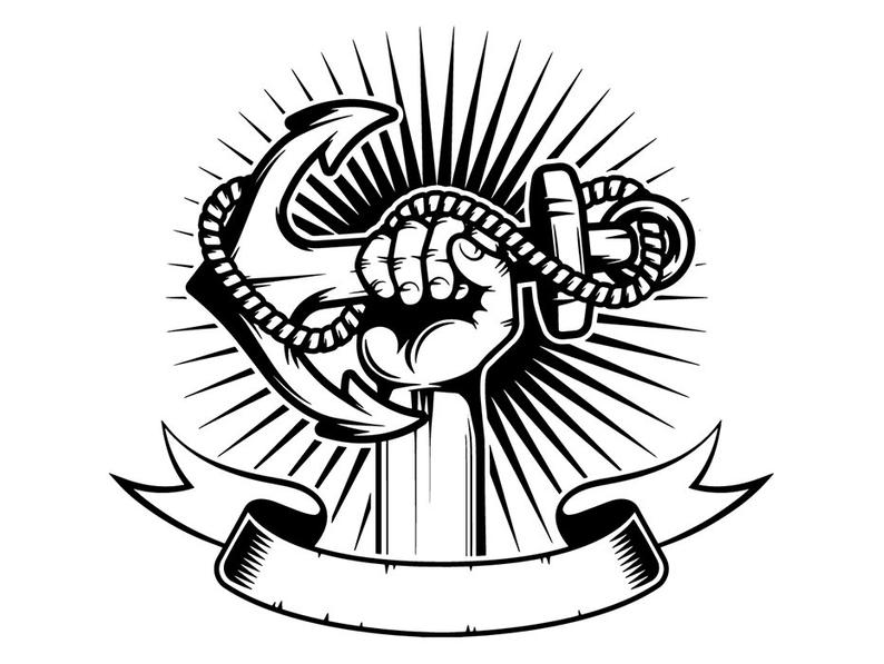 794x597 Anchor Logo Hand Fist Holding Boat Captain Ship Nautical Etsy
