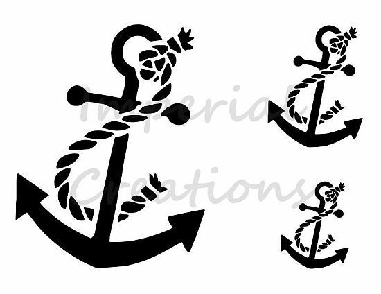 550x424 Anchor With Rope Boat Ship Nautical X Stencil Plastic