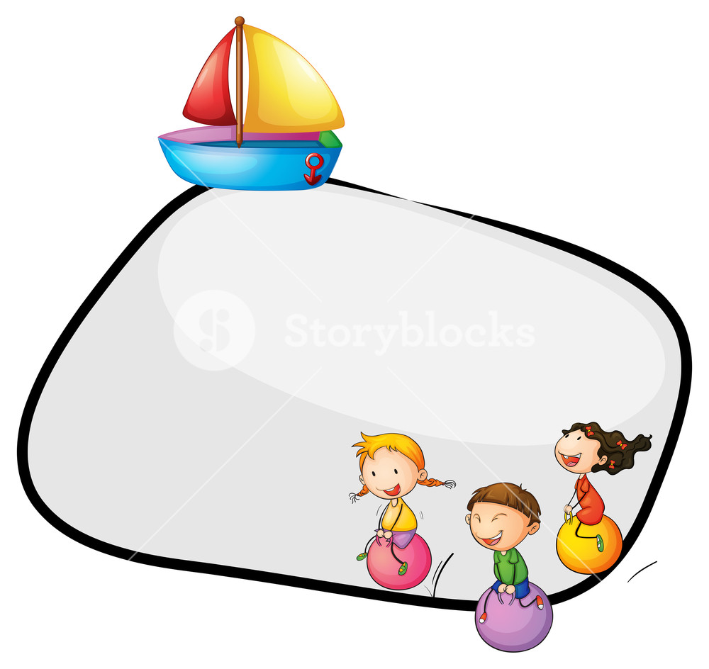 1000x944 Illustration Of An Empty Template With Kids Playing And A Ship