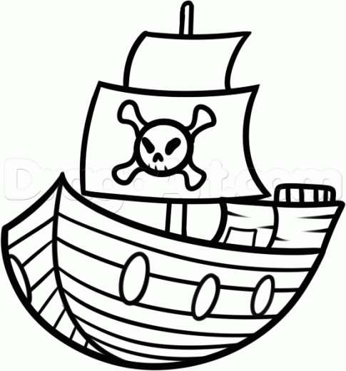 485x520 Step How To Draw A Ship For Kids