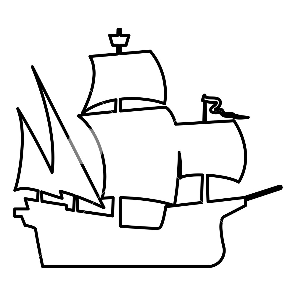 1000x1000 Medieval Ship Icon Black Color Vector Illustration Flat Style