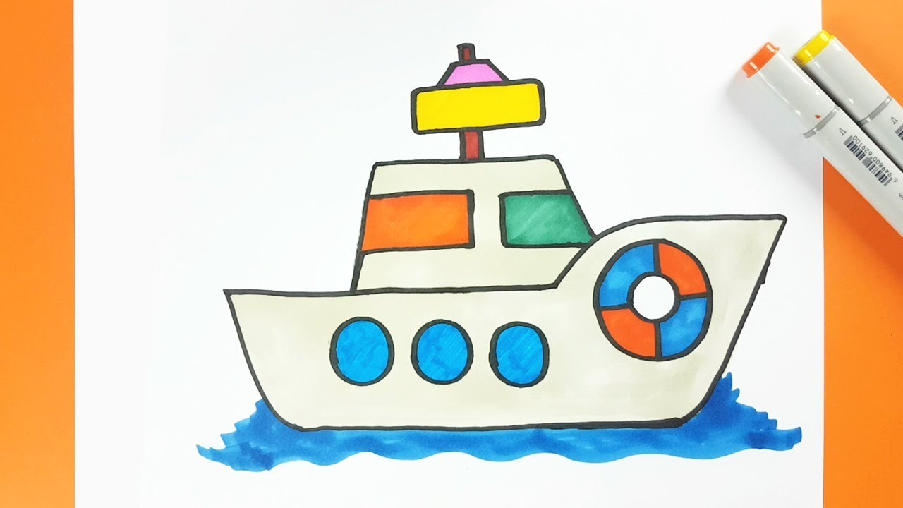 1280x720 Cartoon Ship Drawing How To Draw A Cartoon Ship And Color Easily