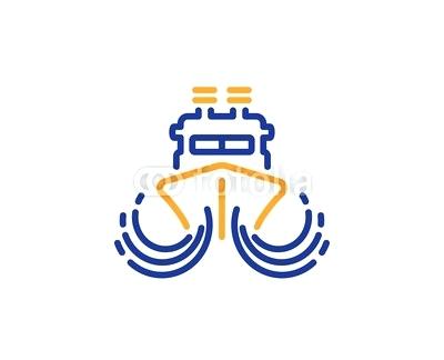 400x324 Ship In Waves Line Icon Watercraft Transport Sign Shipping Symbol