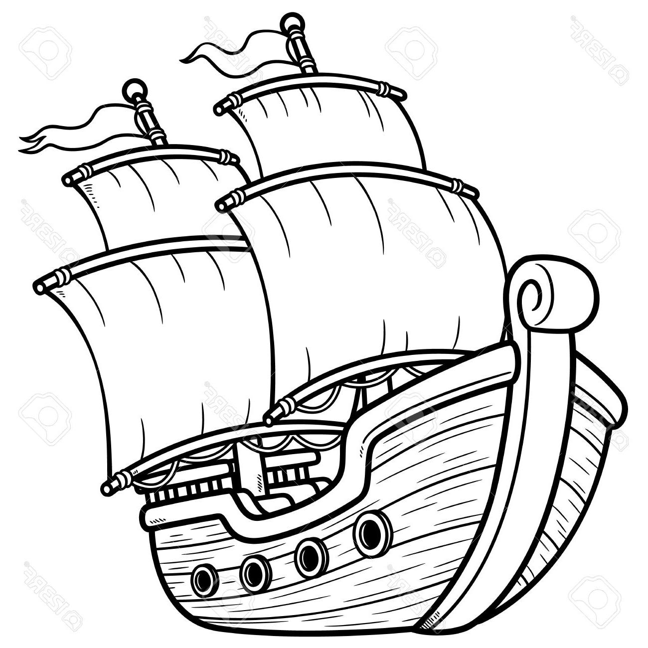 1300x1300 Best Free Pirate Ship Line Art Vector Cdr Free Vector Art