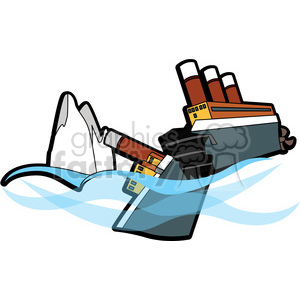 300x300 Sinking Ship Broke In Half From An Iceberg Clipart Royalty Free