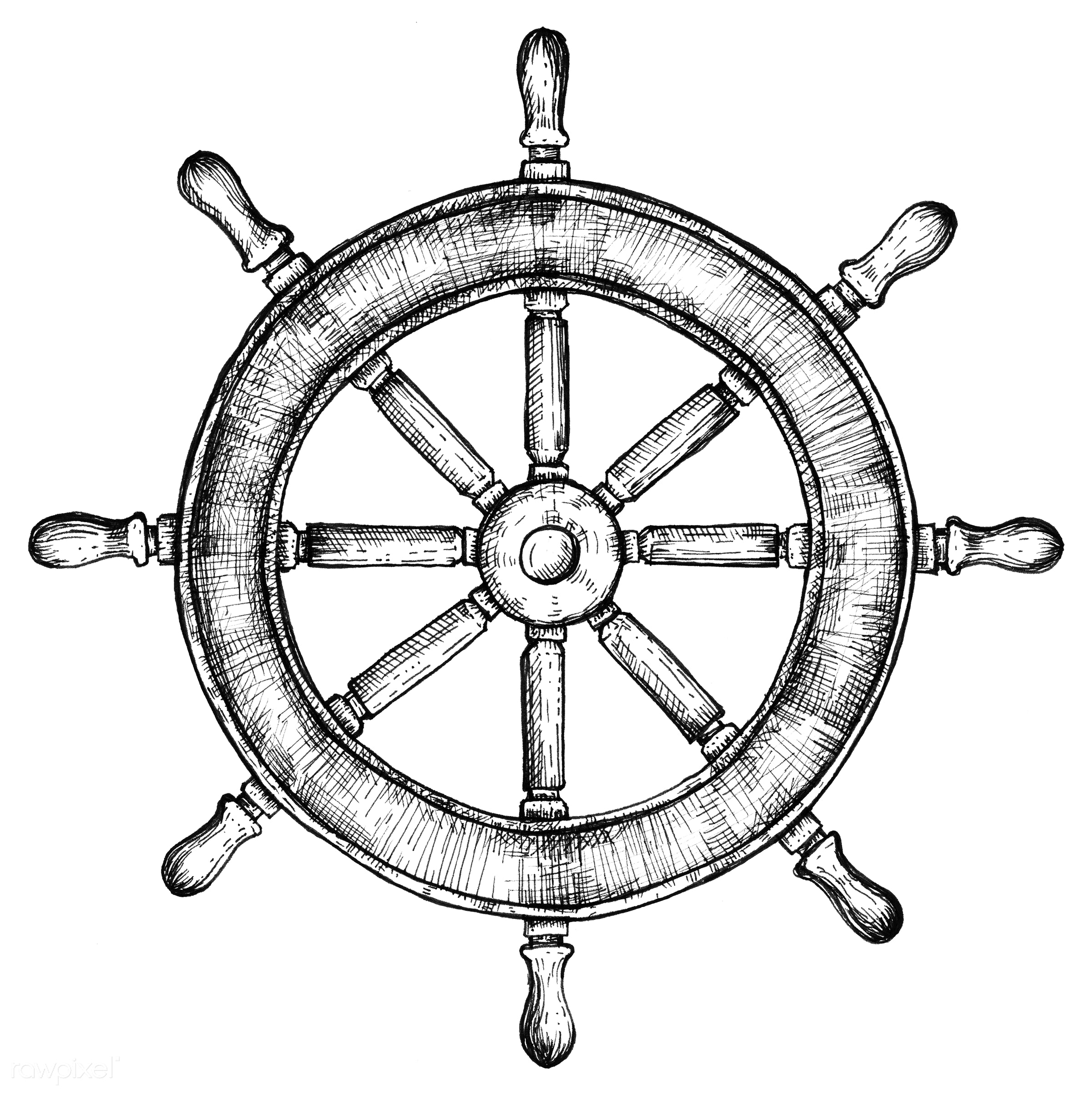 Ship Steering Wheel Drawing