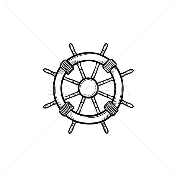 600x600 Ship Steering Wheel Hand Drawn Outline Doodle Icon Vector