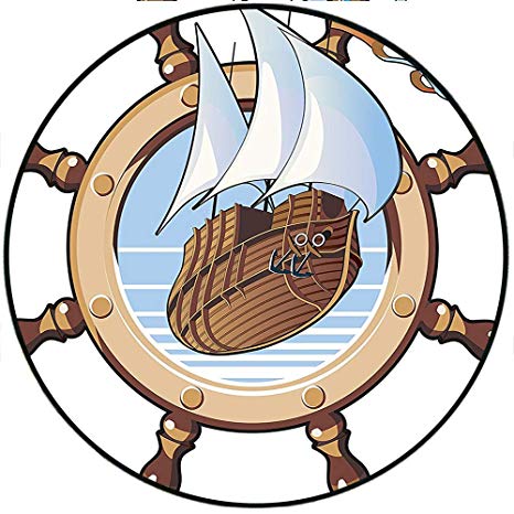 466x466 Short Plush Round Carpet Image Of Ship Is In Framing