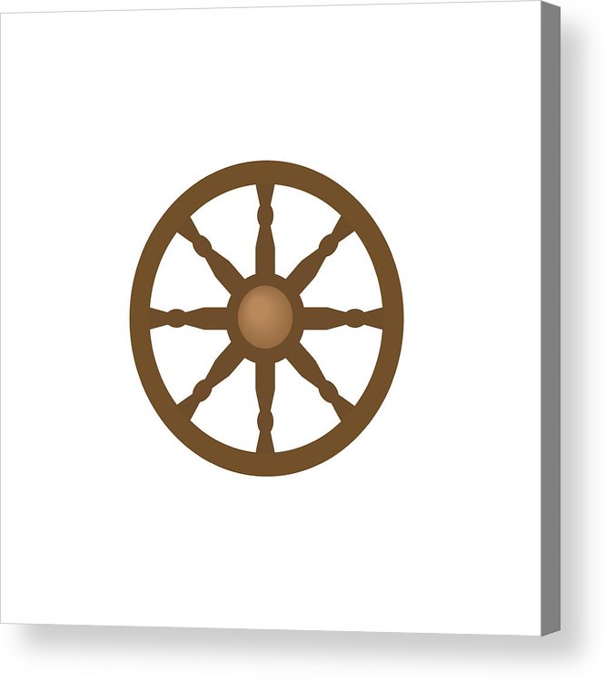 666x750 Flat Style Ship, Sailboat Steering Wheel Icon Acrylic Print