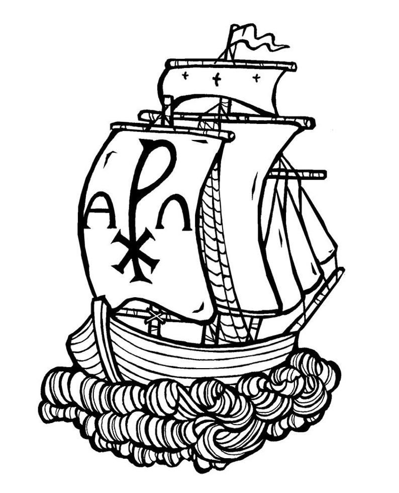 794x979 Hand Drawn Temporary Tattoo Ship