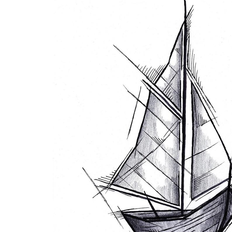 794x794 Sailboat Handmade Drawing Instant Download Decoration Etsy