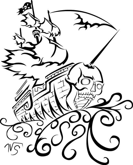 522x649 Tribal Pirate Ship Tattoo Stencil Tattoo Ideas