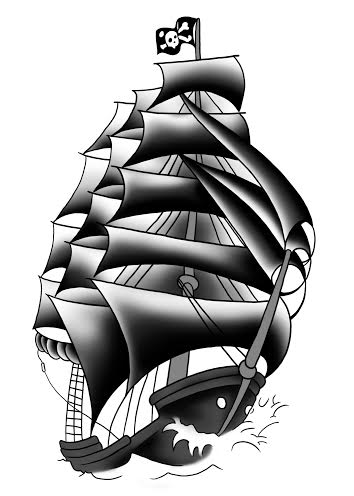 354x496 Pirate Ship Tattoos Designs