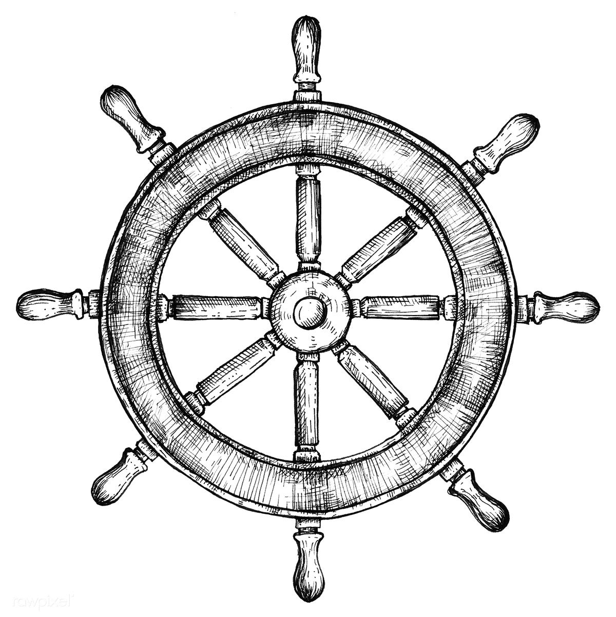 1200x1202 Hand Drawn Ship Wheel Free Image