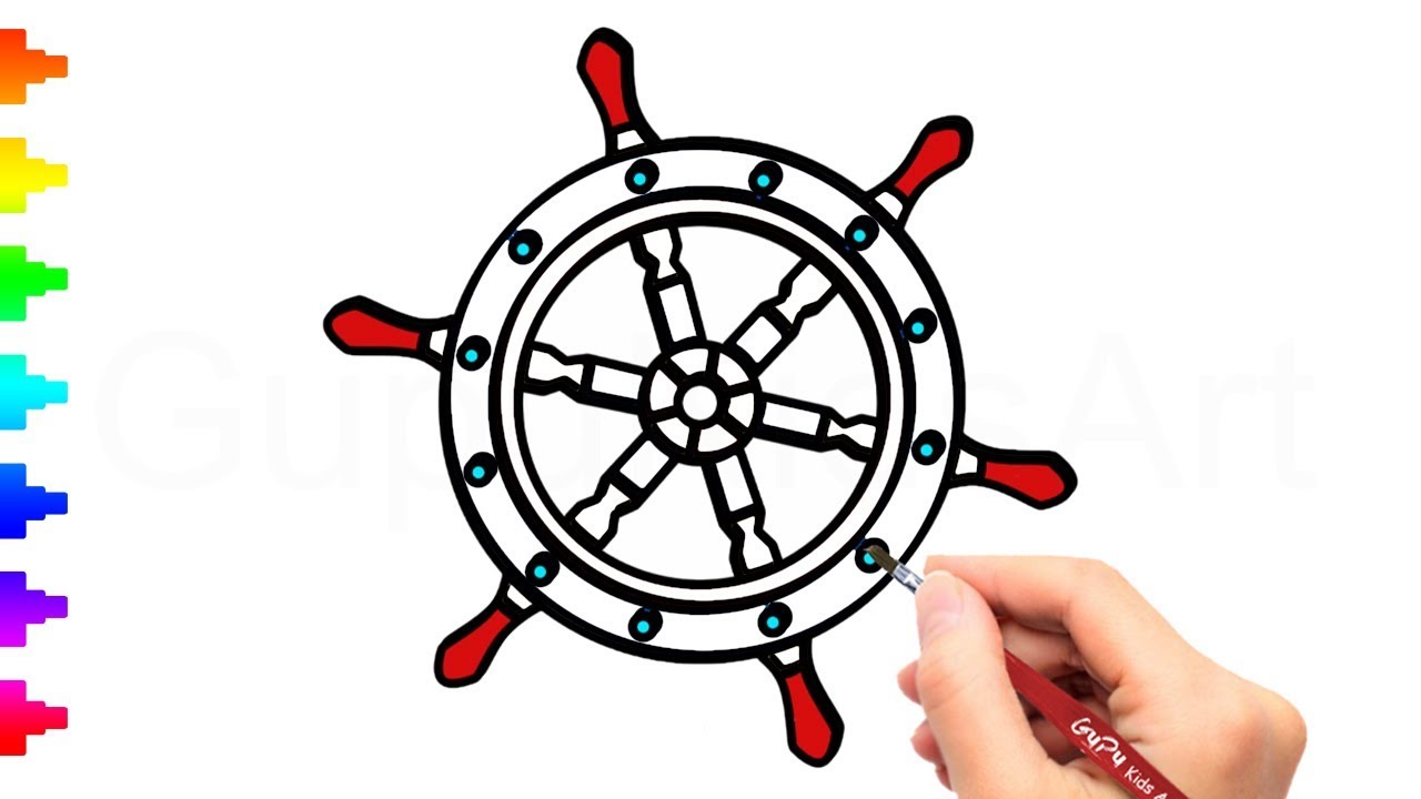 1280x720 How To Draw Ship's Wheel Drawing And Coloring Gupu Kids Art