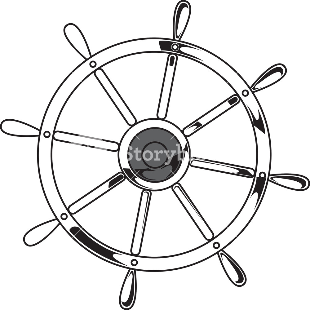 1000x1000 Ship Helm Vector Element With Metal Tag Royalty Free Stock Image