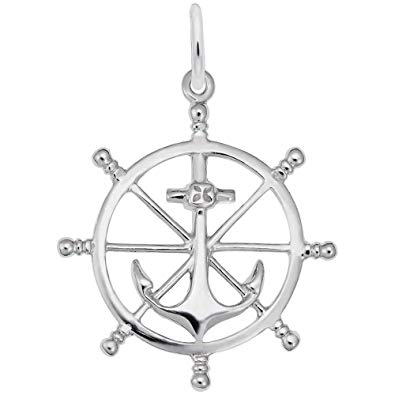 395x395 rembrandt charms ship wheel charm, sterling silver