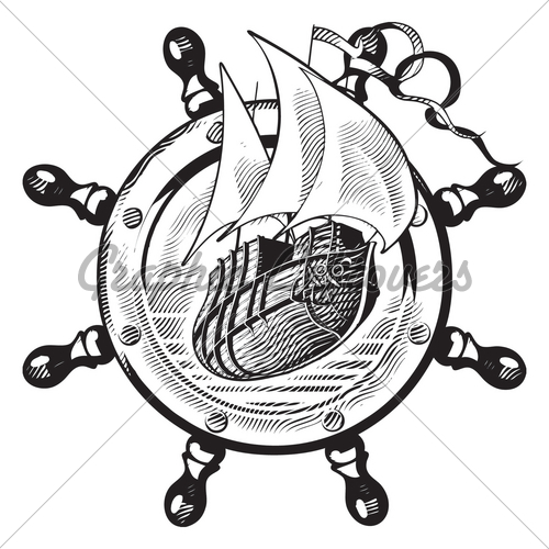 500x500 Ship Wheel Engraving Gl Stock Images