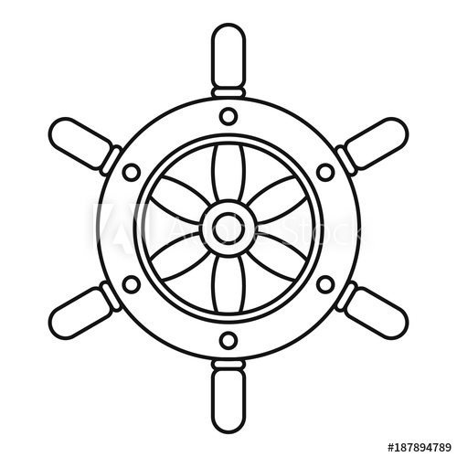 500x500 Ship Wheel Icon, Outline Style