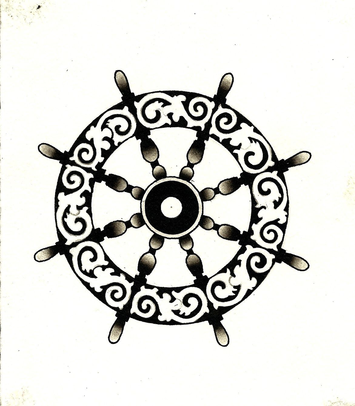 1171x1340 Ships Wheel Tattoo