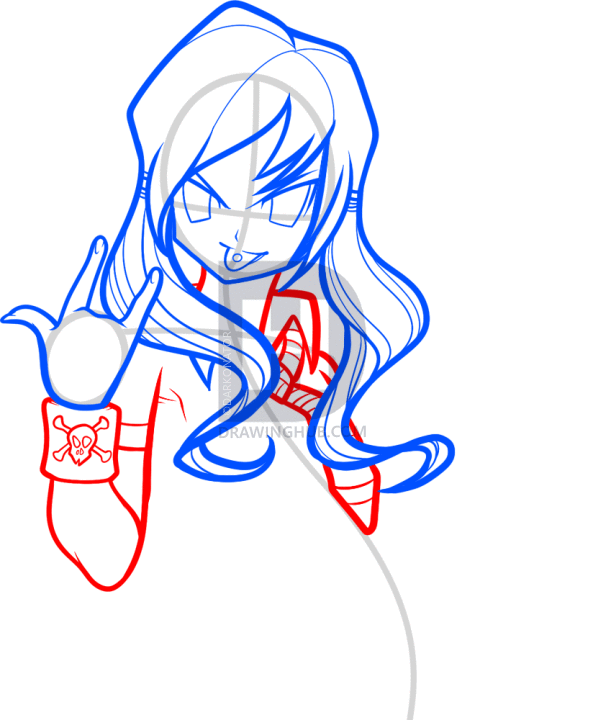 593x720 How To Draw Anime Punk, Punk Girl, Step
