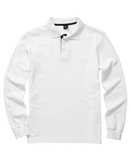 425x531 Cotton Traders Unisex Long Sleeve Anti Curl Polo Shirt White