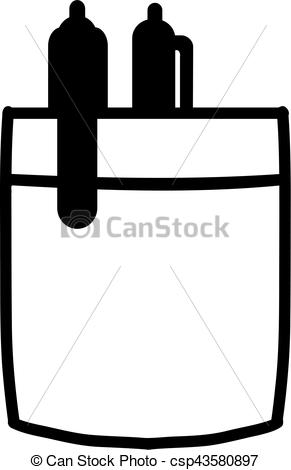 291x470 Shirt Pocket With Two Pens Vectors