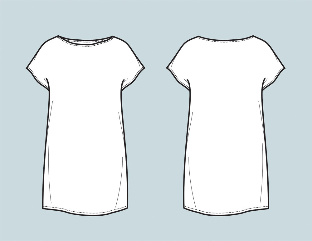 1000x771 Long Top T Shirt Vector Fashion Flat Sketch Adobe Etsy
