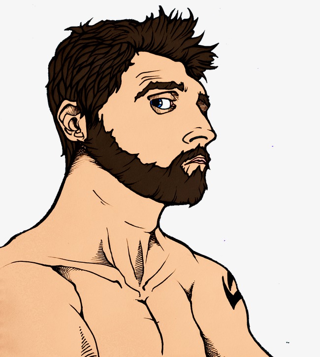 650x724 Painting Figures Pattern, Character, Bearded Man, Shirtless Man