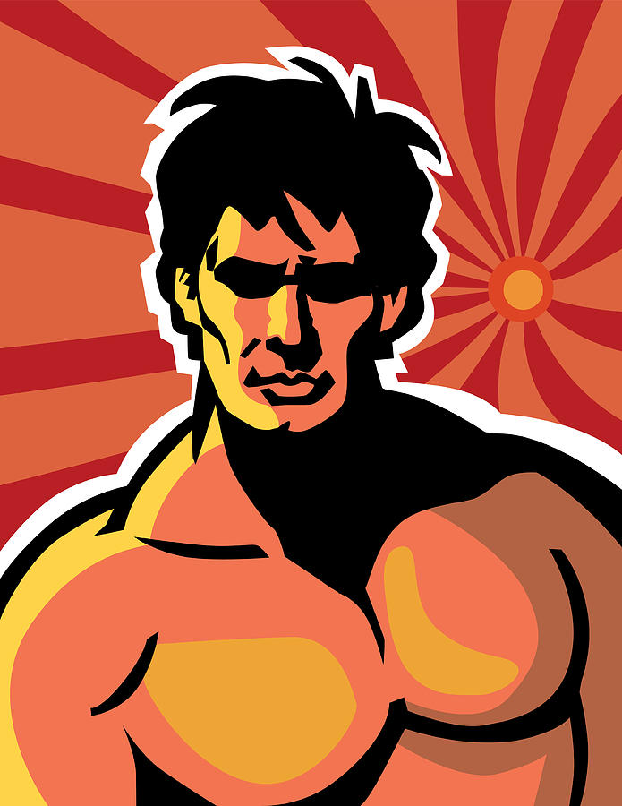 695x900 Shirtless Man Against Abstract Background